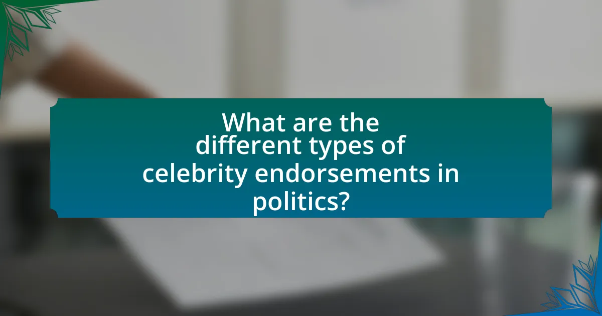 What are the different types of celebrity endorsements in politics?